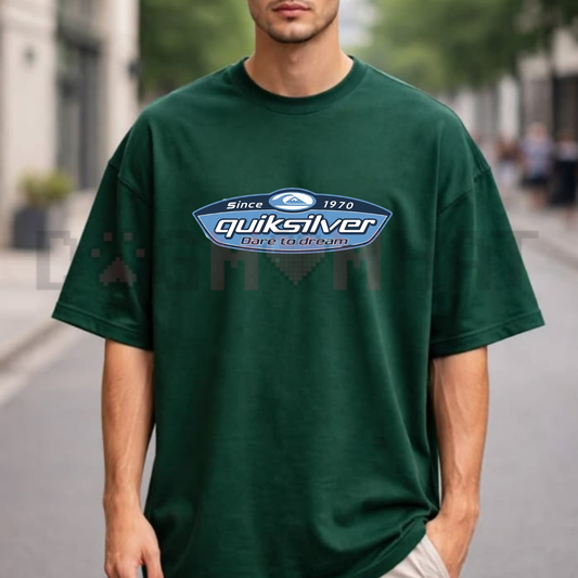 Front view of the white 90s Surf & Skate Performance Graphic T-Shirt showing the detailed retro wave and skateboarding artwork printed across the chest - dogmomhat