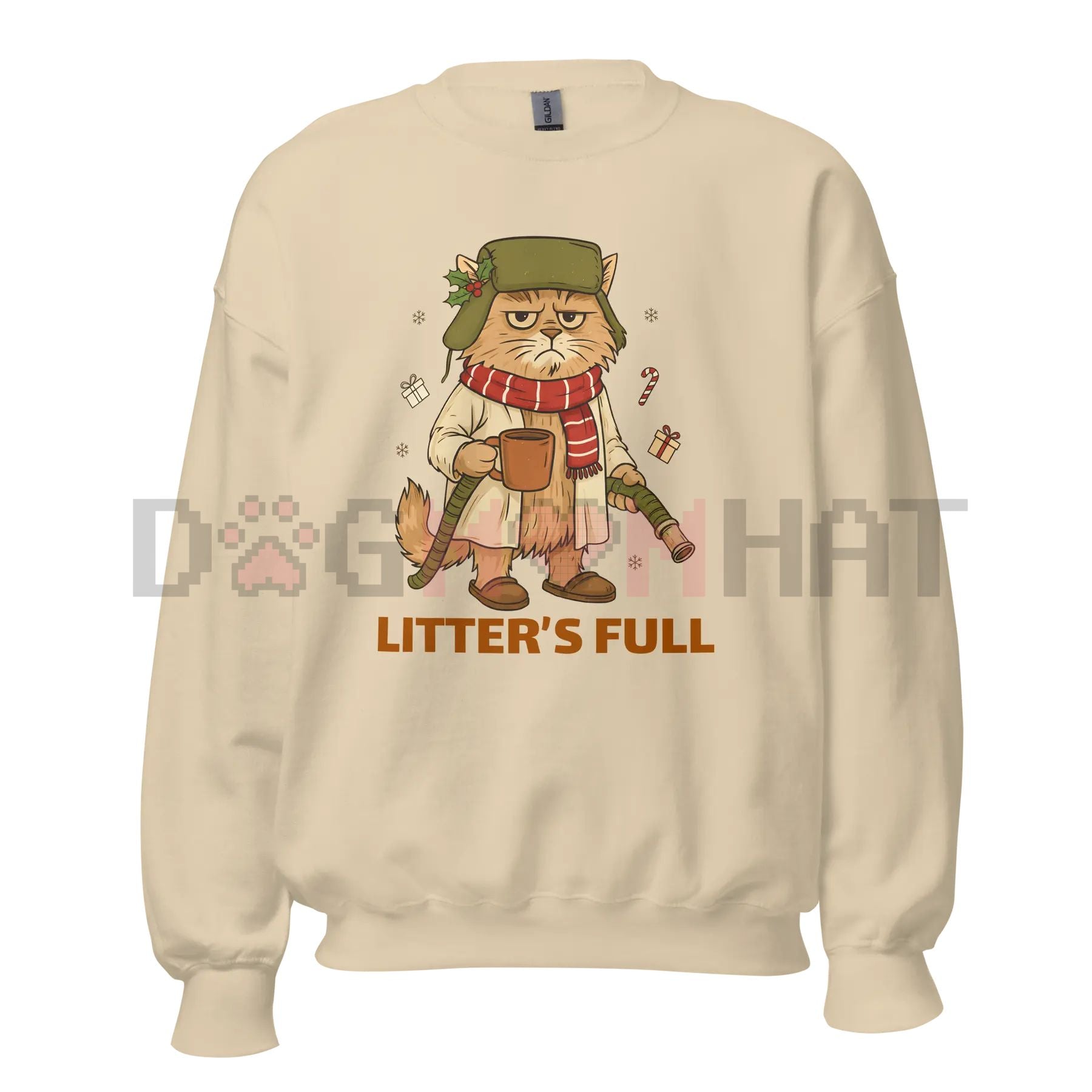 Funny Cat Lover 'Litter's Full' Unisex Crewneck Sweatshirt – Relatable Pet Owner Slogan -Dogmomhat