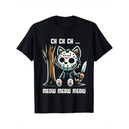 Funny Vintage Cat Horror Movie T-Shirt – Retro Graphic Cotton Tee, Casual Summer Crew Neck Top - Dogmomhat