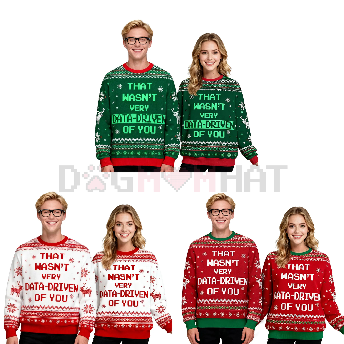 Geek Chic Ugly Christmas Sweater – Classic Crew Neck Knit Jumper for Men & Women - dogmomhat