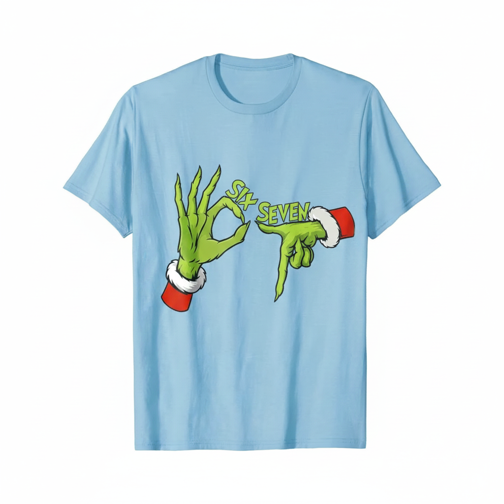 Grinch Hands "Six Seven" Christmas T-Shirt
