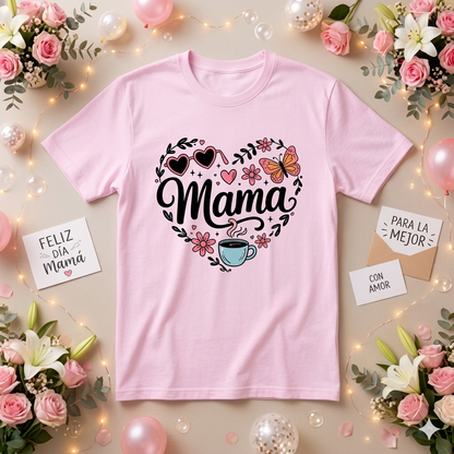 Heart Flower Butterfly & Coffee Mama T-Shirt