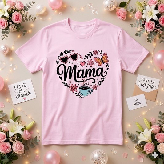 Heart Flower Butterfly & Coffee Mama T-Shirt