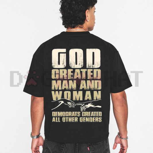 "God Created Man & Woman" Conservative T-Shirt - Dogmomhat