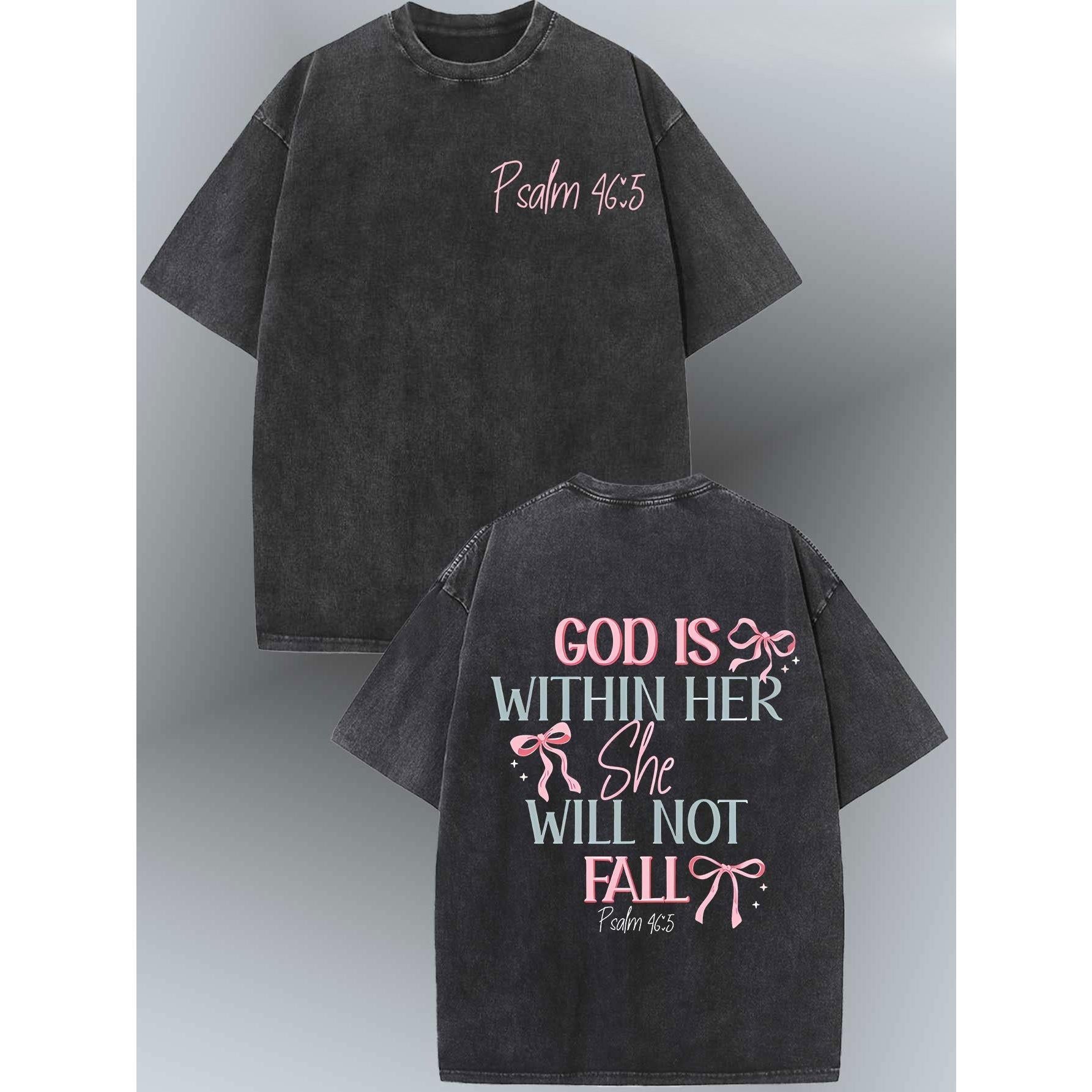 "God is Within Her" T-Shirt – Vintage Washed Cotton Psalm 46:5 Tee - Dogmomhat