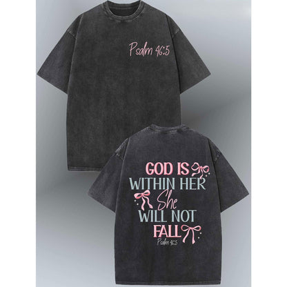 "God is Within Her" T-Shirt – Vintage Washed Cotton Psalm 46:5 Tee - Dogmomhat