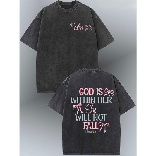 "God is Within Her" T-Shirt – Vintage Washed Cotton Psalm 46:5 Tee - Dogmomhat
