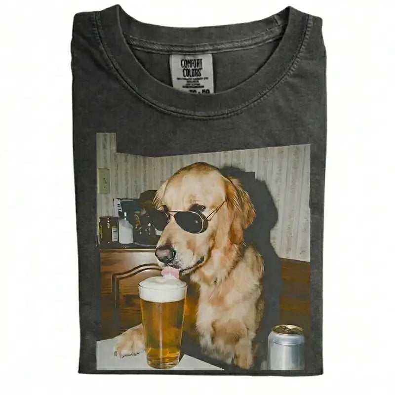 Dog Breeds Available "Drinking Beer" Retro T-Shirt