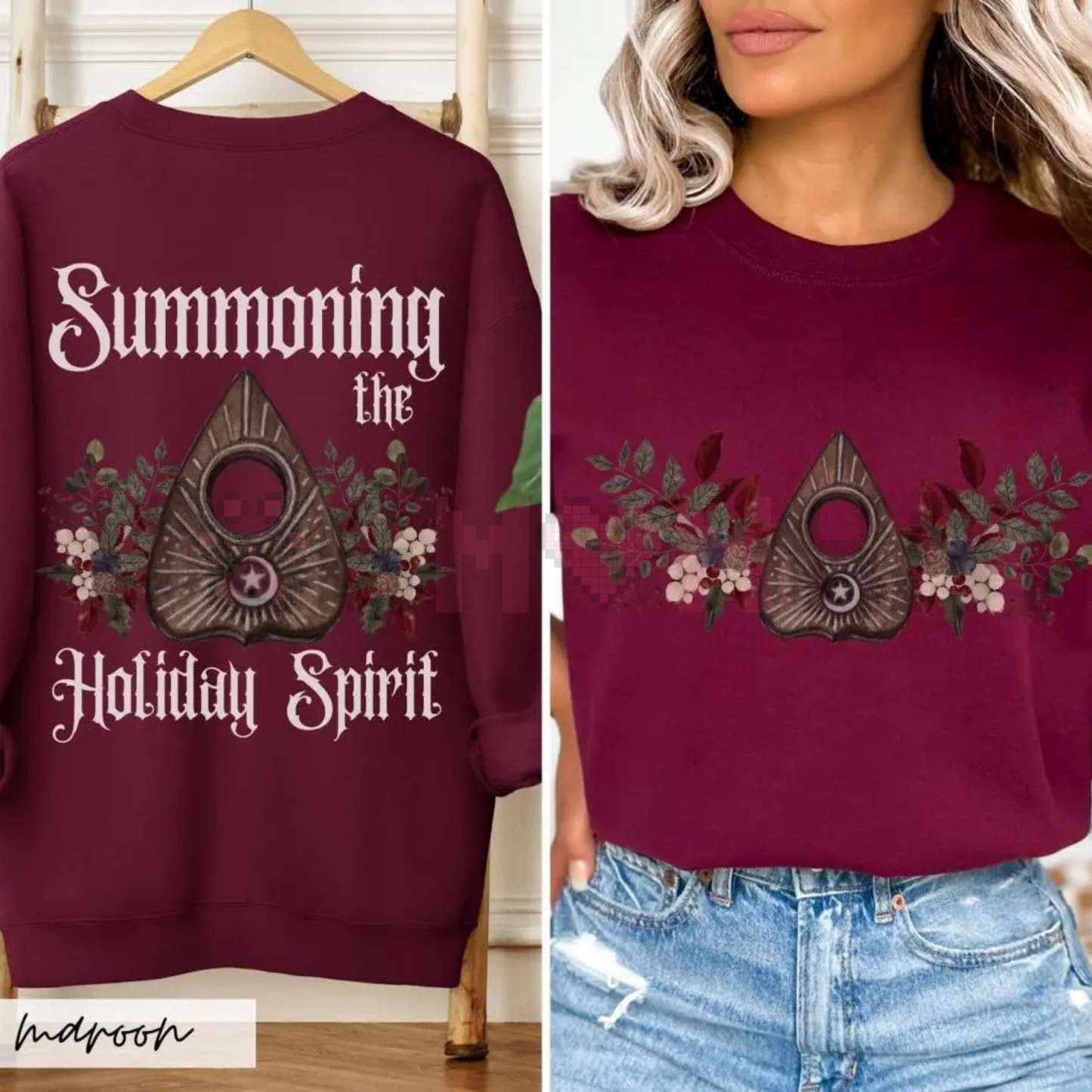 Gothic Cottagecore Holiday Séance Ouija Board Christmas Sweatshirt - dogmomhat