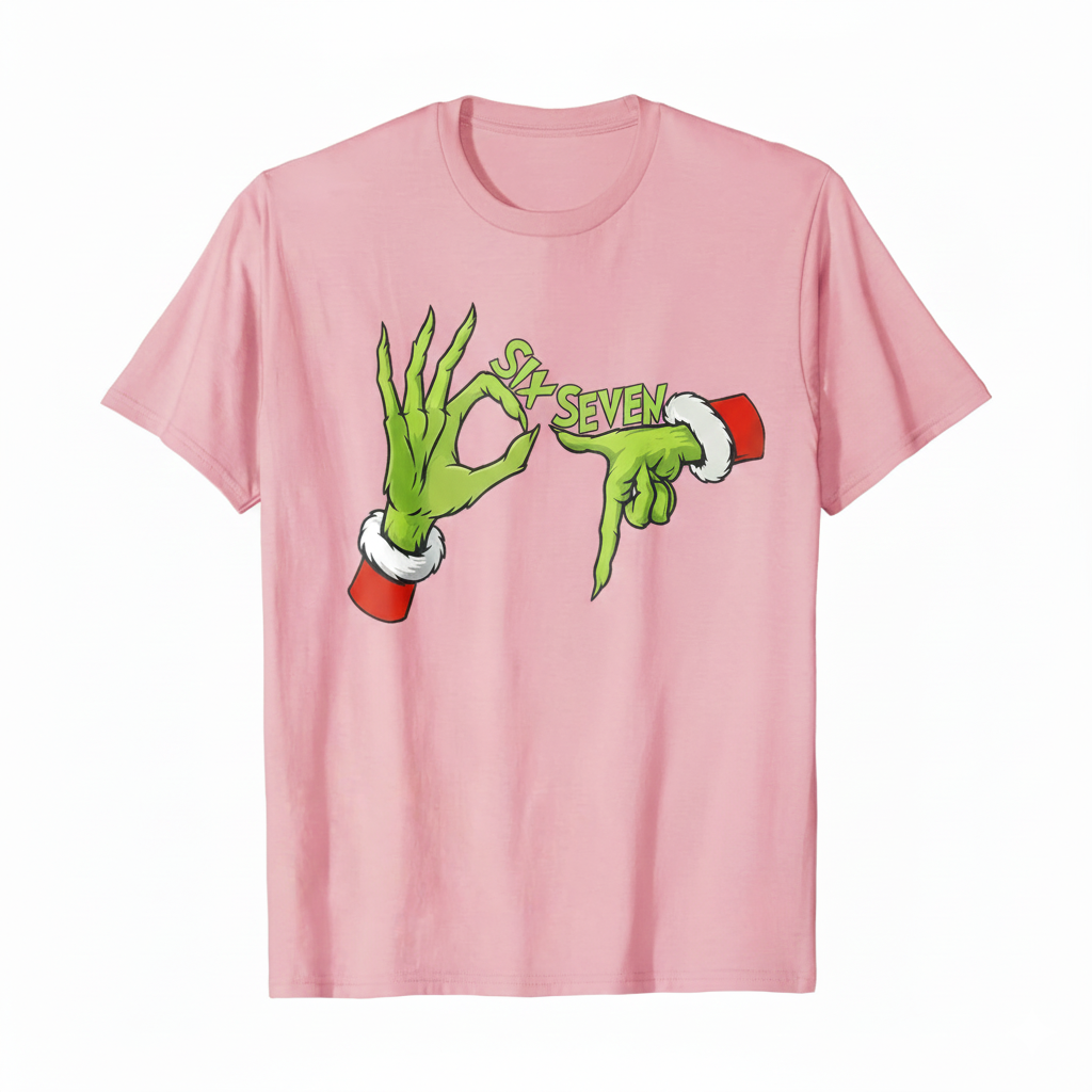 Grinch Hands "Six Seven" Christmas T-Shirt - dogmomhat
