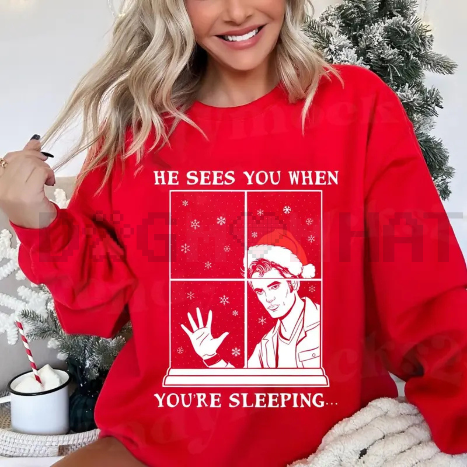"He Sees You When You're Sleeping" Twilight Christmas Sweatshirt - dogmomhat