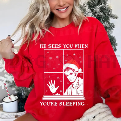"He Sees You When You're Sleeping" Twilight Christmas Sweatshirt - dogmomhat