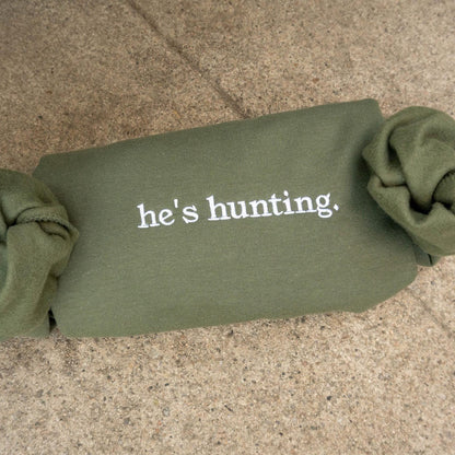 He's Hunting Embroidered Sweatshirt, Hunting Season Wife Hoodie, Gift for Hunters, Hunting Lover Sweater