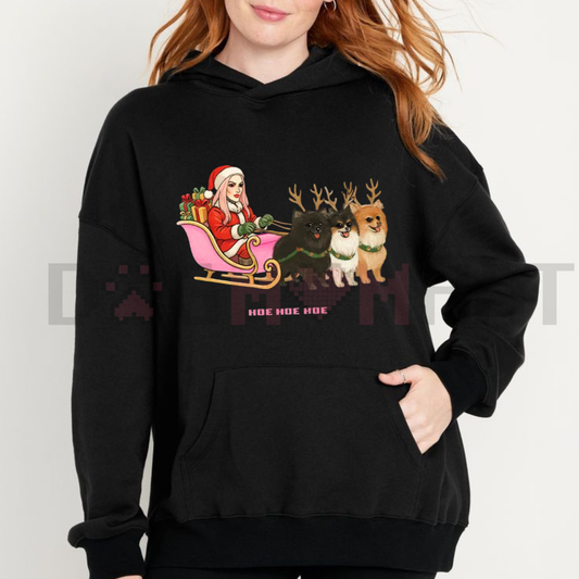 "Hoe Hoe Hoe" Holiday Hoodie – Classic Christmas Slogan Pullover - dogmomhat