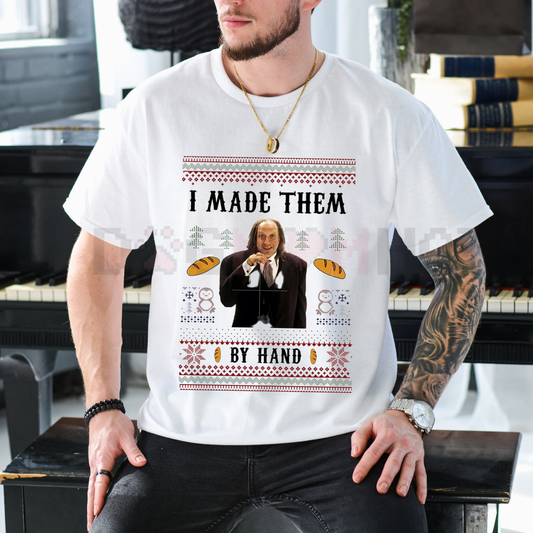 "I Made Them By Hand" Scary Movie Christmas T-Shirt - dogmomhat