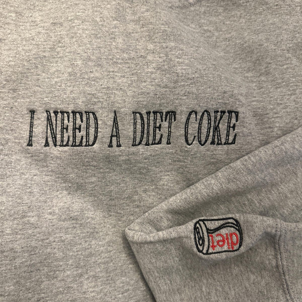 I Need A Diet Coke Embroidered Hoodie, Pop Caffeine Cola Drink Sweatshirt, Vintage Soda Lover Crewneck, Valentine’s Day Gift for Him or Her