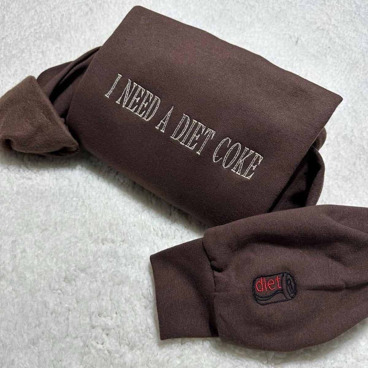 I Need A Diet Coke Embroidered Hoodie, Pop Caffeine Cola Drink Sweatshirt, Vintage Soda Lover Crewneck, Valentine’s Day Gift for Him or Her
