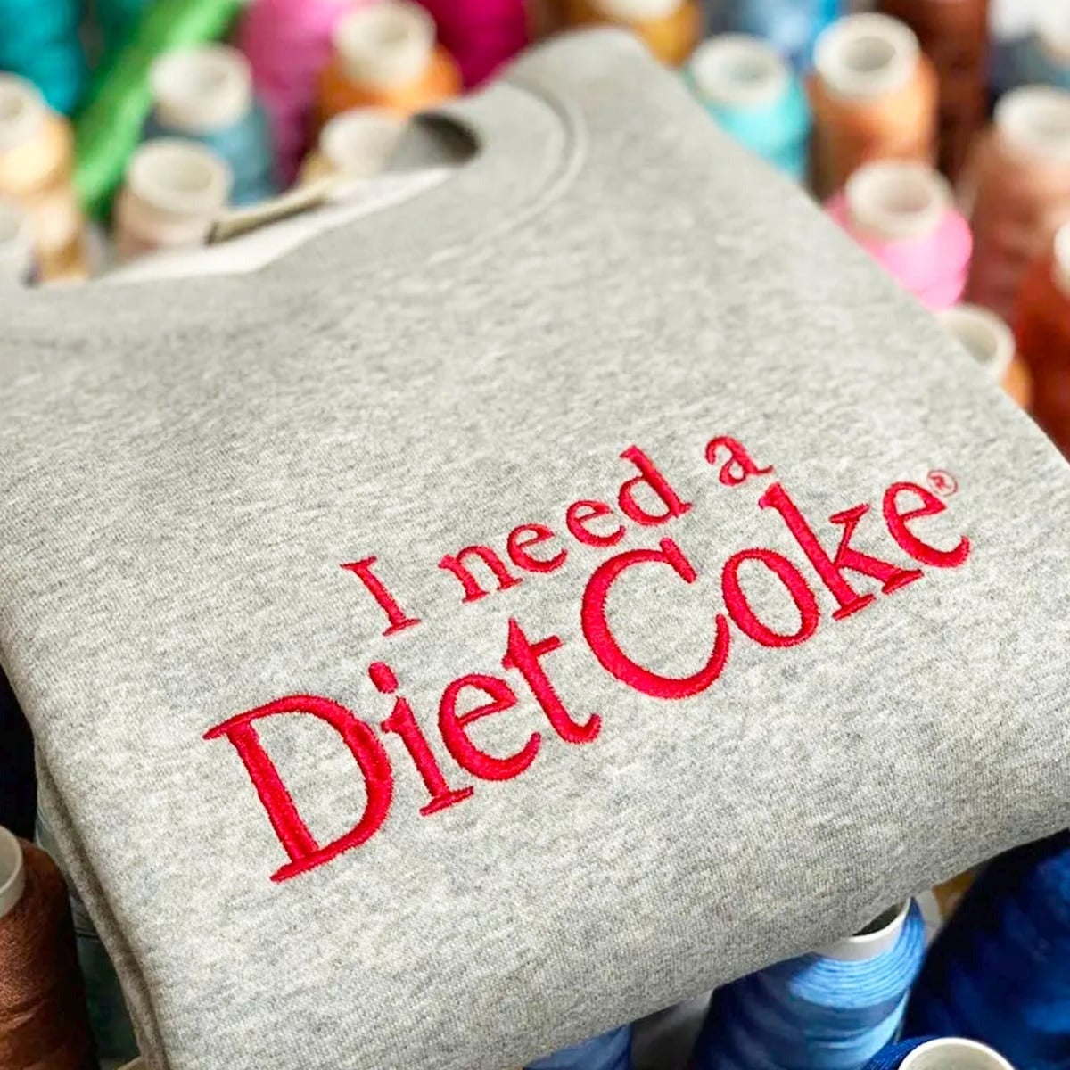 I Need A Diet Coke Embroidered Sweatshirt, Custom Diet Coke Hoodie, Vintage Coke Embroidery, Cute BFF Gift, Trendy Soda Lover Crewneck
