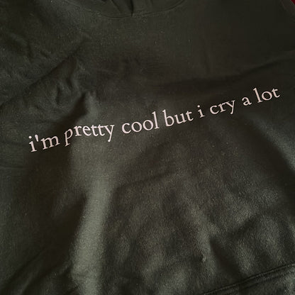 I'm Pretty Cool But I Cry A Lot Embroidered Hoodie - Mental Health Awareness Hoodie, Wipe Tears Here Sweatshirt, Anxiety sweatshirt
