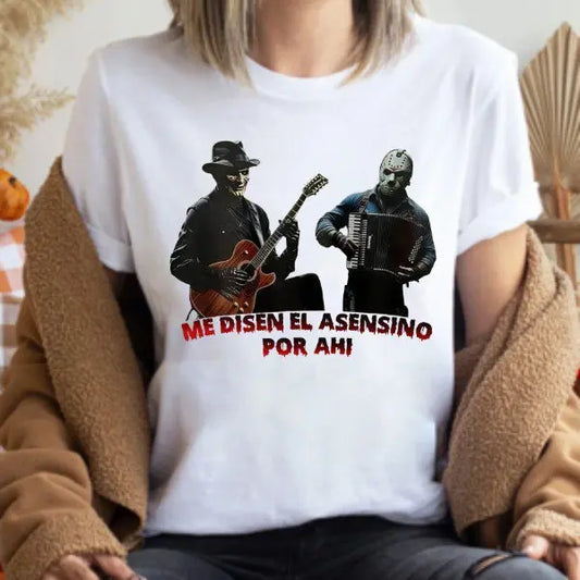 Jason & Freddy "Me Dicen El Asesino Por Ahí" Horror Shirt – Unique Killer Graphic Tee, Halloween Movie T-shirt - dOGMOMHAT