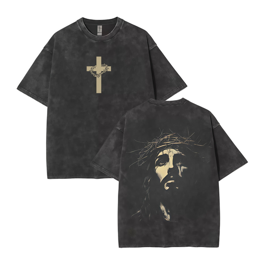 Jesus Crown of Thorns T-Shirt – Washed Christian Apparel Tee - Dogmomhat