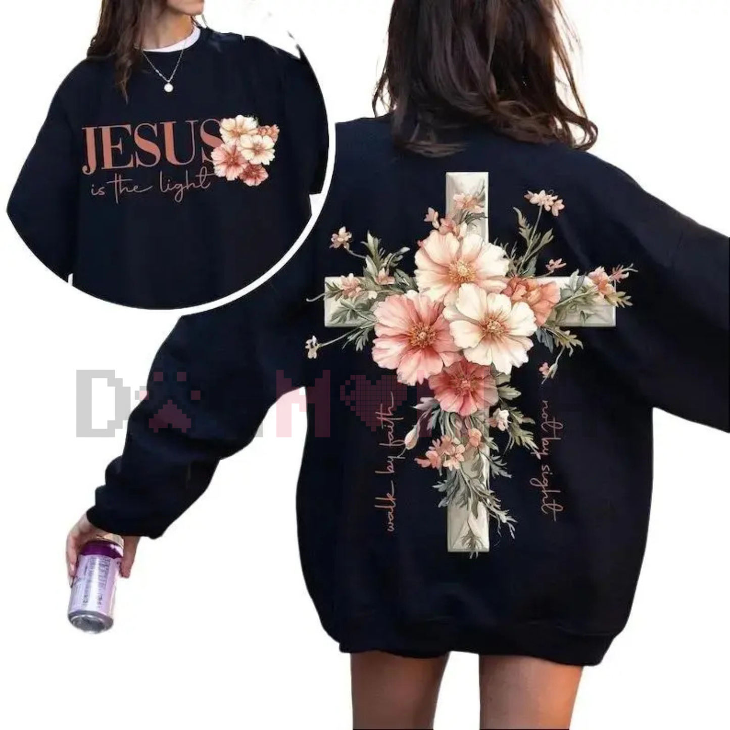 "Jesus is the Light" Christian Faith Crewneck Sweatshirt - dogmomhat