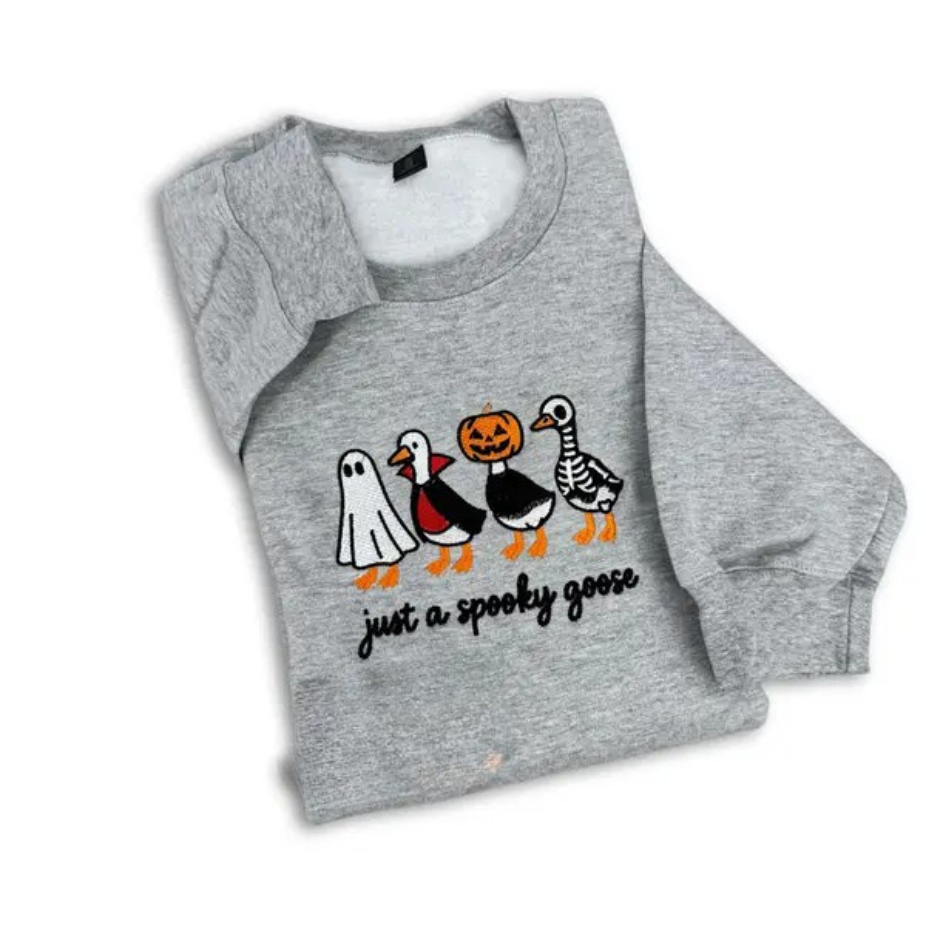 Just a Spooky Goose Embroidered Sweatshirt – Funny Halloween Crewneck for Cozy Fall Vibes - Dogmomhat
