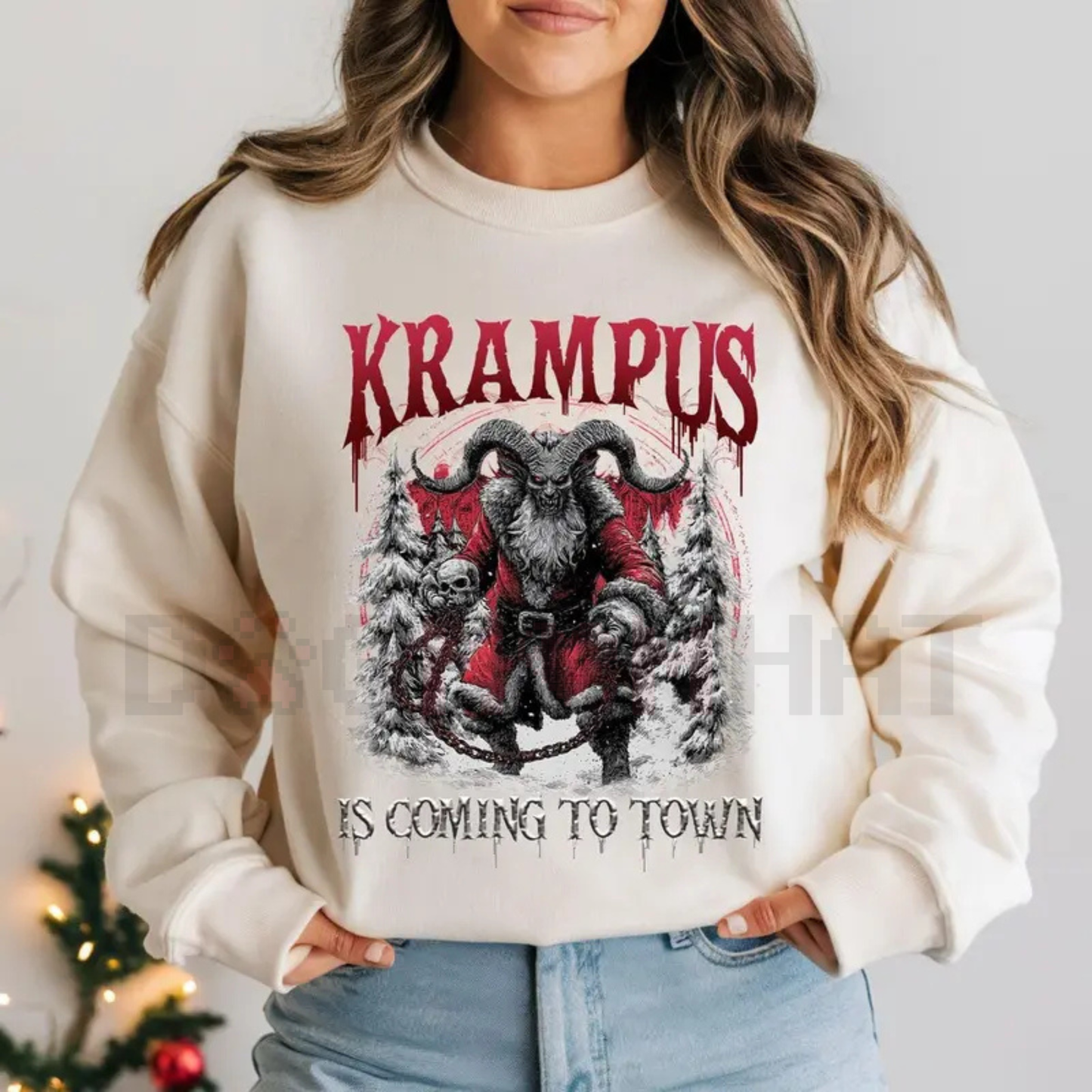 Krampus Is Coming To Town Sweatshirt – Gothic Christmas Shirt - dogmomhat