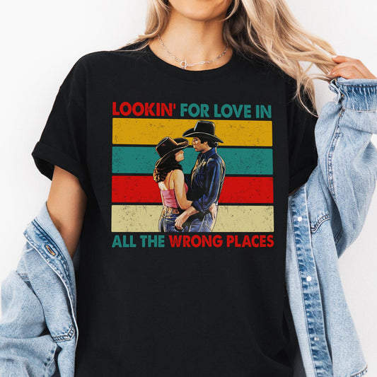 Lookin’ for Love T-Shirt – Vintage Western Romance Tee, Urban Cowboy-Inspired Shirt for Men & Women - Dogmomhat