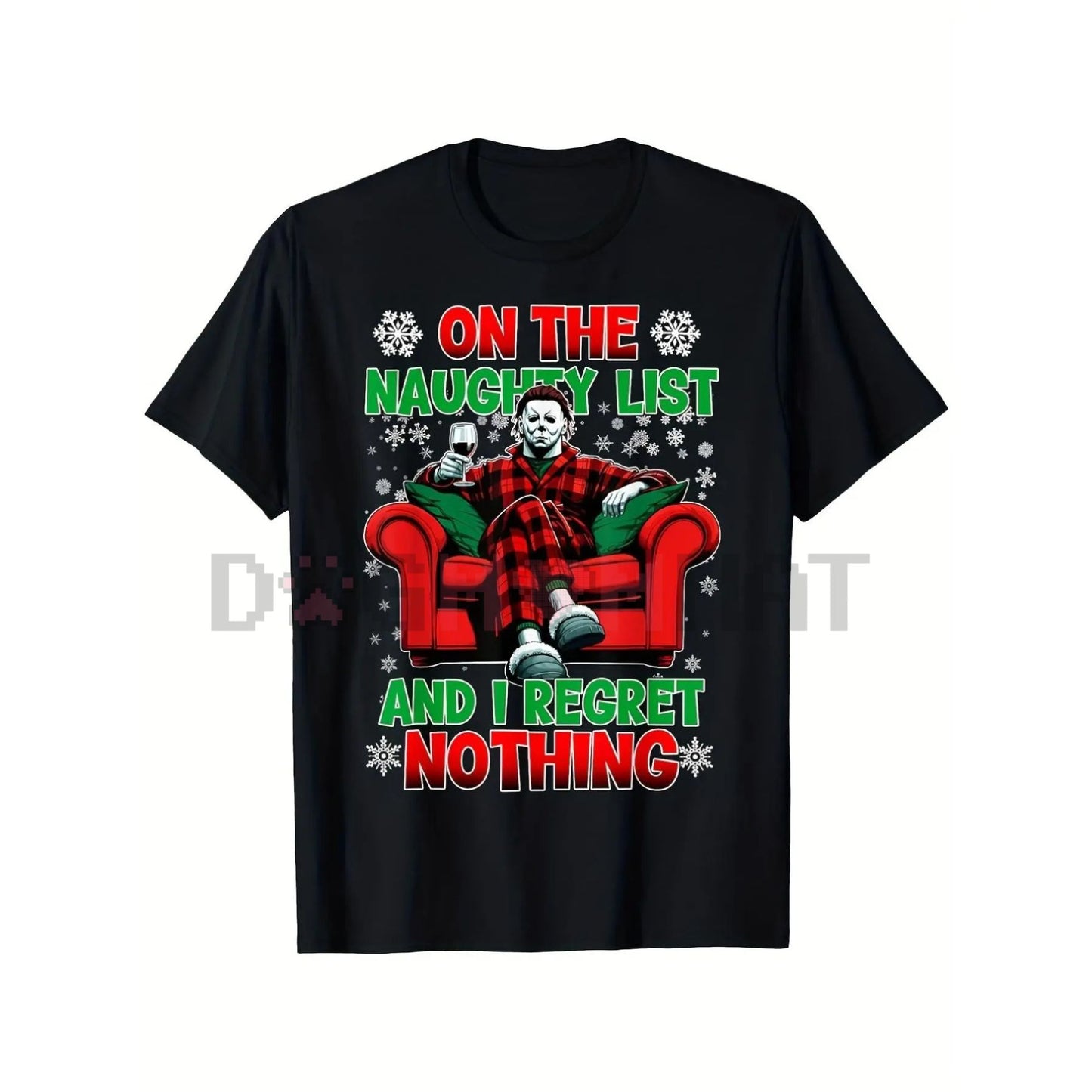 Men's Horror Christmas 'Naughty List' Dark Humor T-Shirt - Dogmomhat