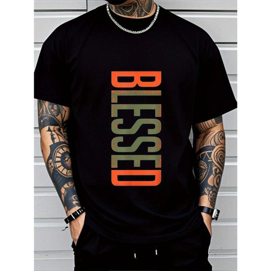 Men's Plus Size Geometric Crew Neck T-Shirt – Casual Short Sleeve Tee - Dogmomhat