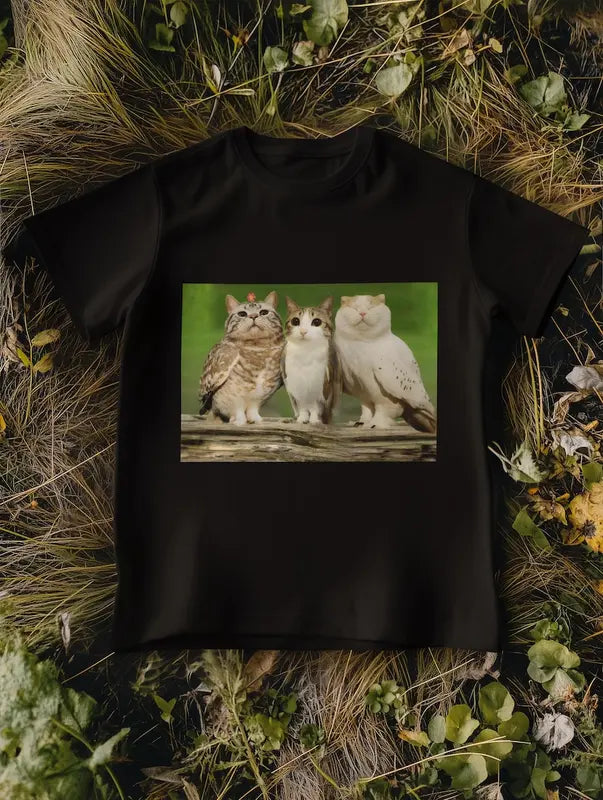 "Meowl with Family" Meme T-Shirt – Unisex Funny Cat & Owl Brainrot Tee - Dogmomhat