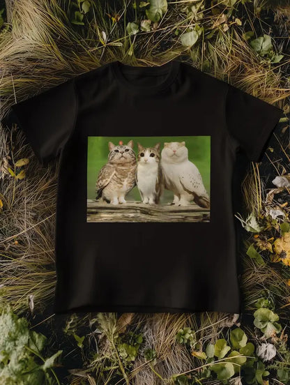 "Meowl with Family" Meme T-Shirt – Unisex Funny Cat & Owl Brainrot Tee - Dogmomhat