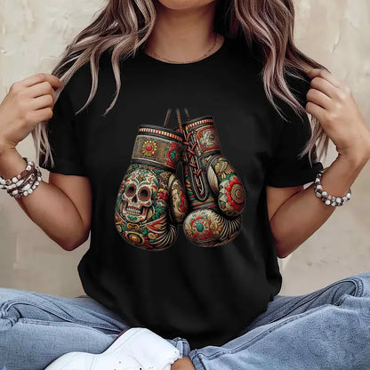 Mexican Vintage Boxing Gloves T-Shirt - Aztec Mayan Fighter Tee - Dogmomhat