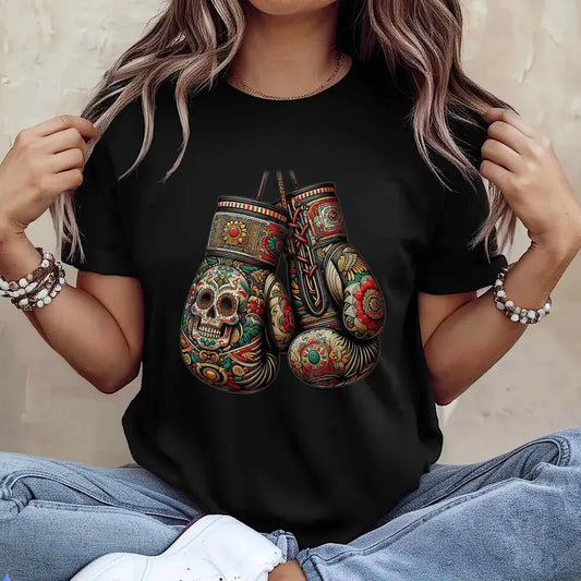 Mexican Vintage Boxing Gloves T-Shirt - Aztec Mayan Fighter Tee - Dogmomhat