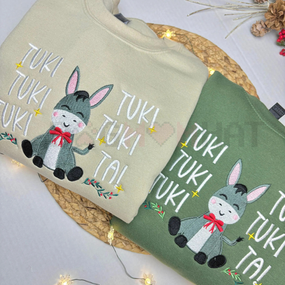 "Mi Burrito Sabanero Tuki Tuki" Embroidered Christmas Sweatshirt - dogmomhat