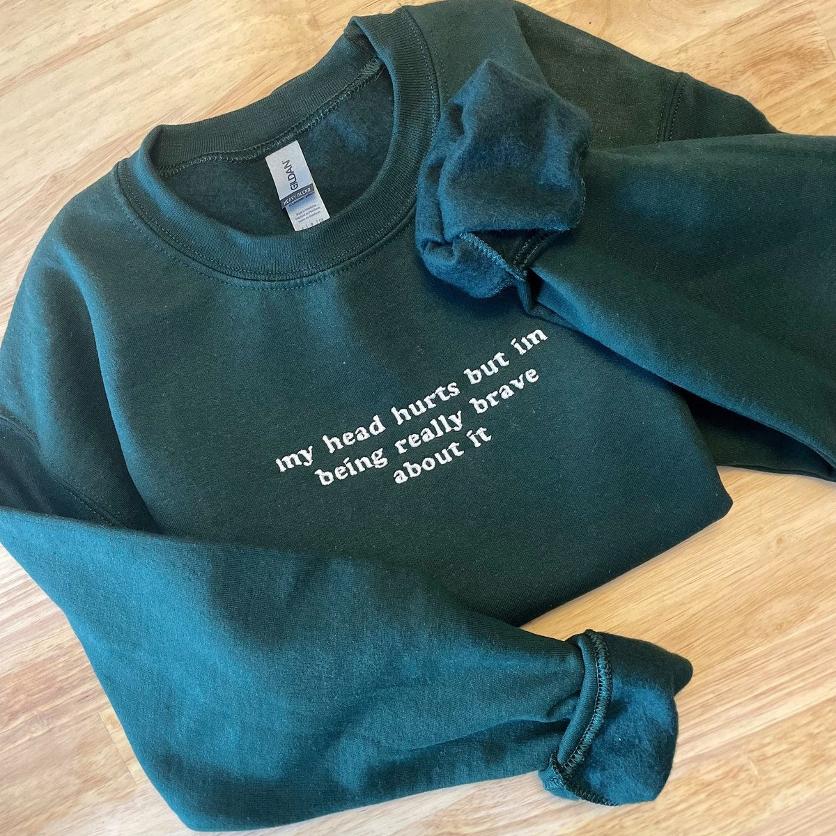 My Head Hurts Embroidered Sweatshirt, Funny Crewnecks, Chronic Pain, Gift for Her and Him, Migraines, Headache Gift