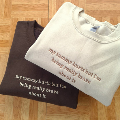 My Tummy Hurts but Embroidered Sweatshirt, Embroidered Crewneck, Custom Hoodie, Custom Sweater, Anniversary Gift, Gift for Her