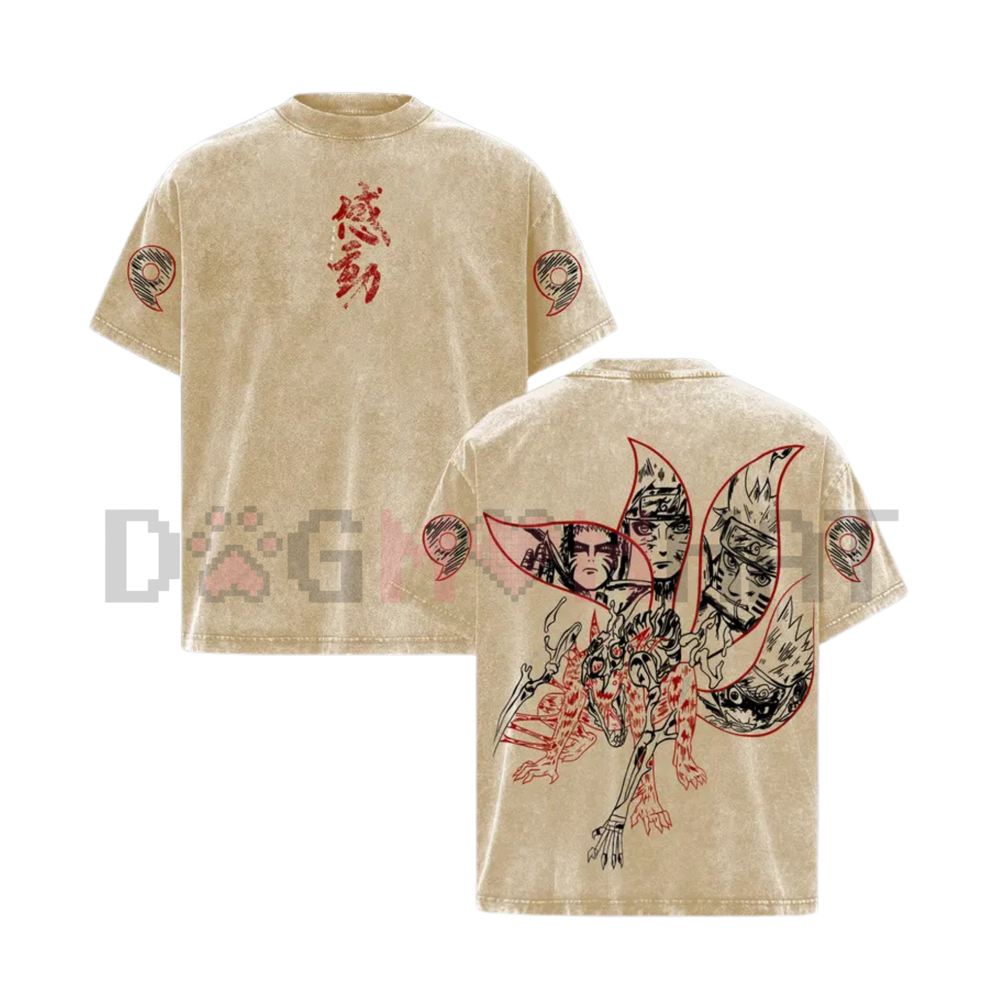 Naruto Kurama Sharingan T-Shirt – Vintage Oversized Anime Streetwear Tee - dogmomhat