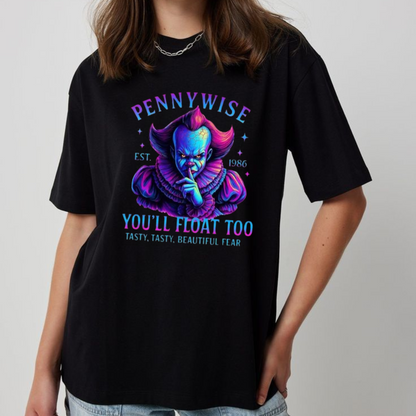 Neon Horror Characters T-Shirt – Retro Halloween Shirt - Dogmomhat