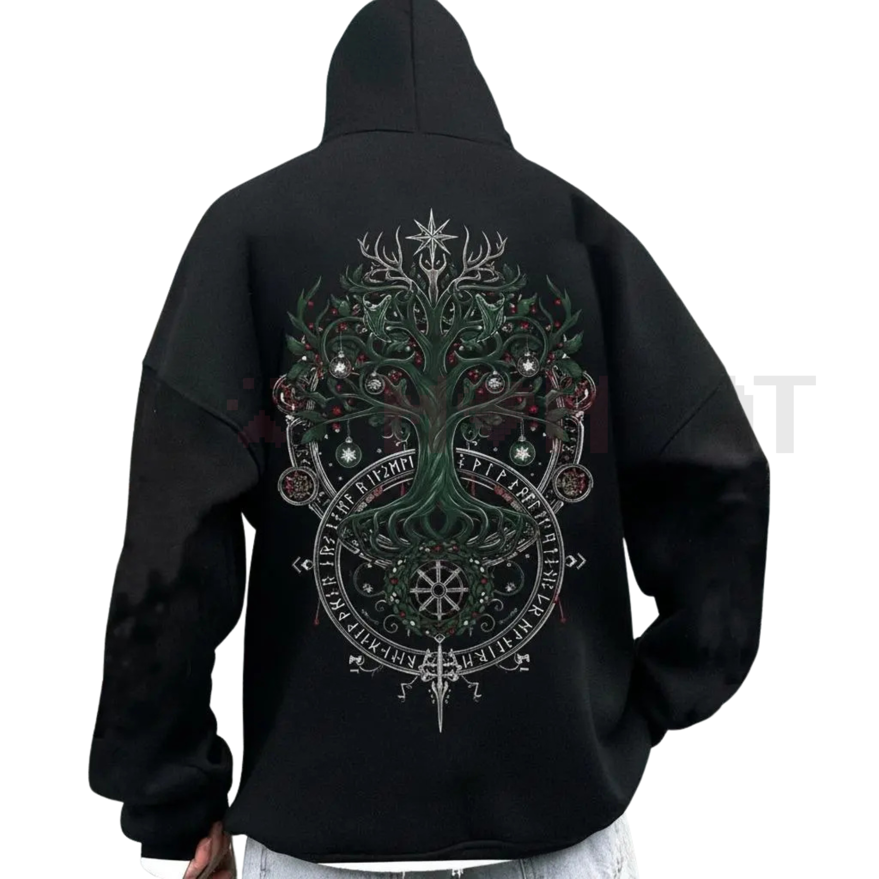 Norse Mythology Graphic Hoodie – Viking Destiny Gods Pullover - Dogmomhat