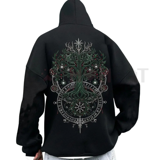 Norse Mythology Graphic Hoodie – Viking Destiny Gods Pullover - Dogmomhat