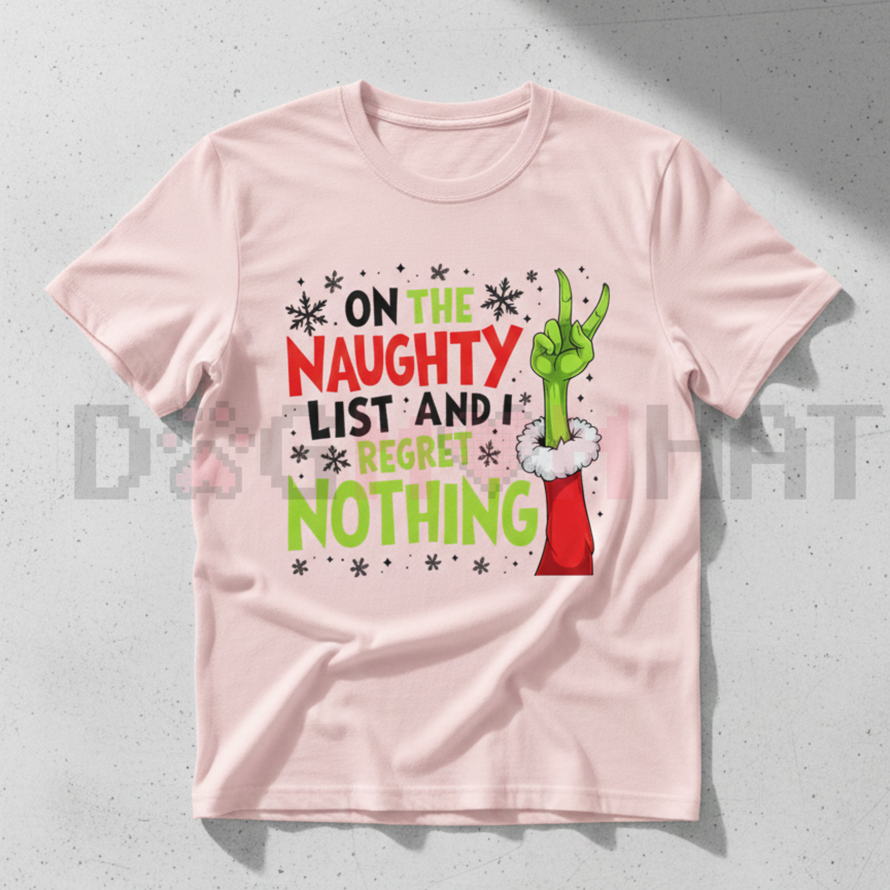 "On The Naughty List And I Regret Nothing" Grinch Christmas Tee - dogmomhat