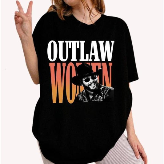 Outlaw Women Hank Jr. Western Retro Shirt – Classic Country Vintage Tee - Dogmomhat