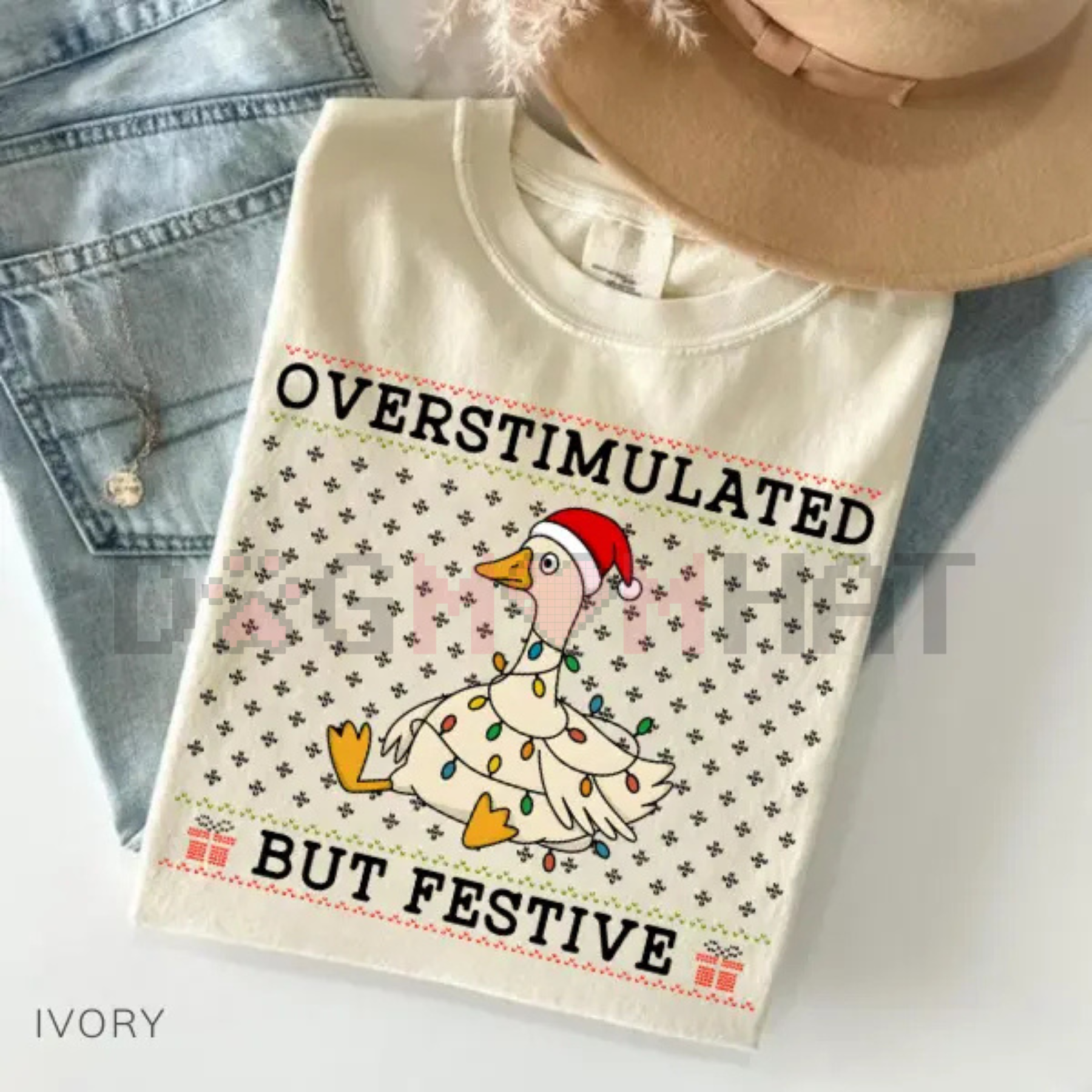 'Overstimulated But Festive Goose' Comfort Colors® T-Shirt - dogmomhat