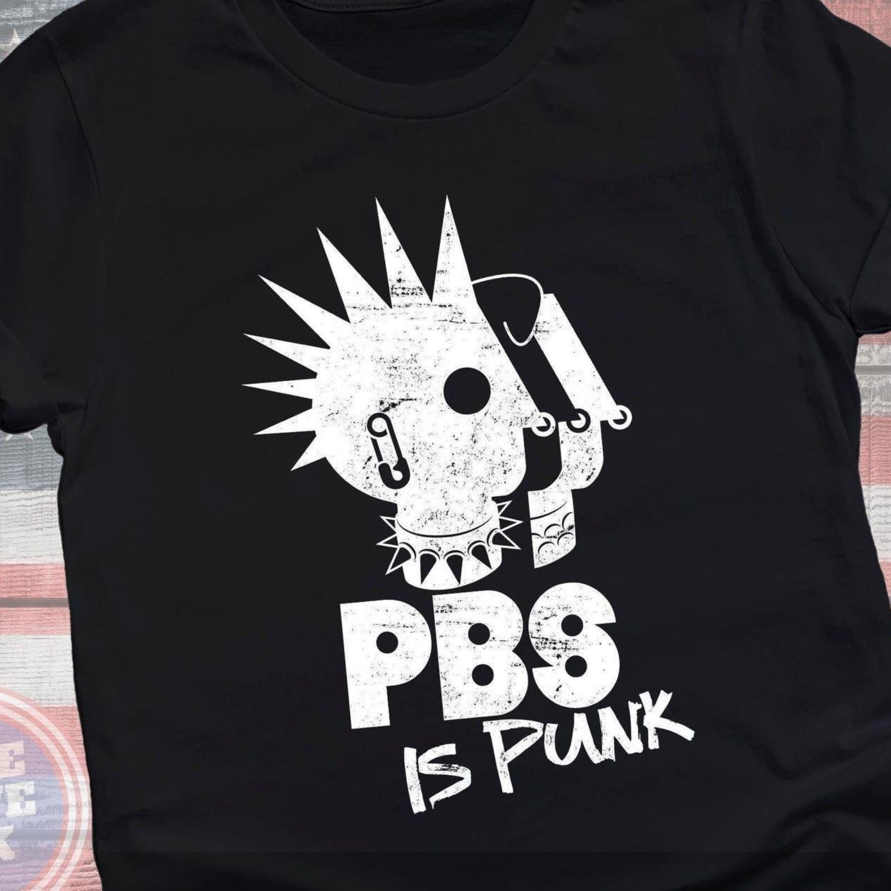 PBS Is Punk T-Shirt – Funny Retro Punk Rock Parody Tee with Spikes & Safety Pins for Rebels - Dogmomhat