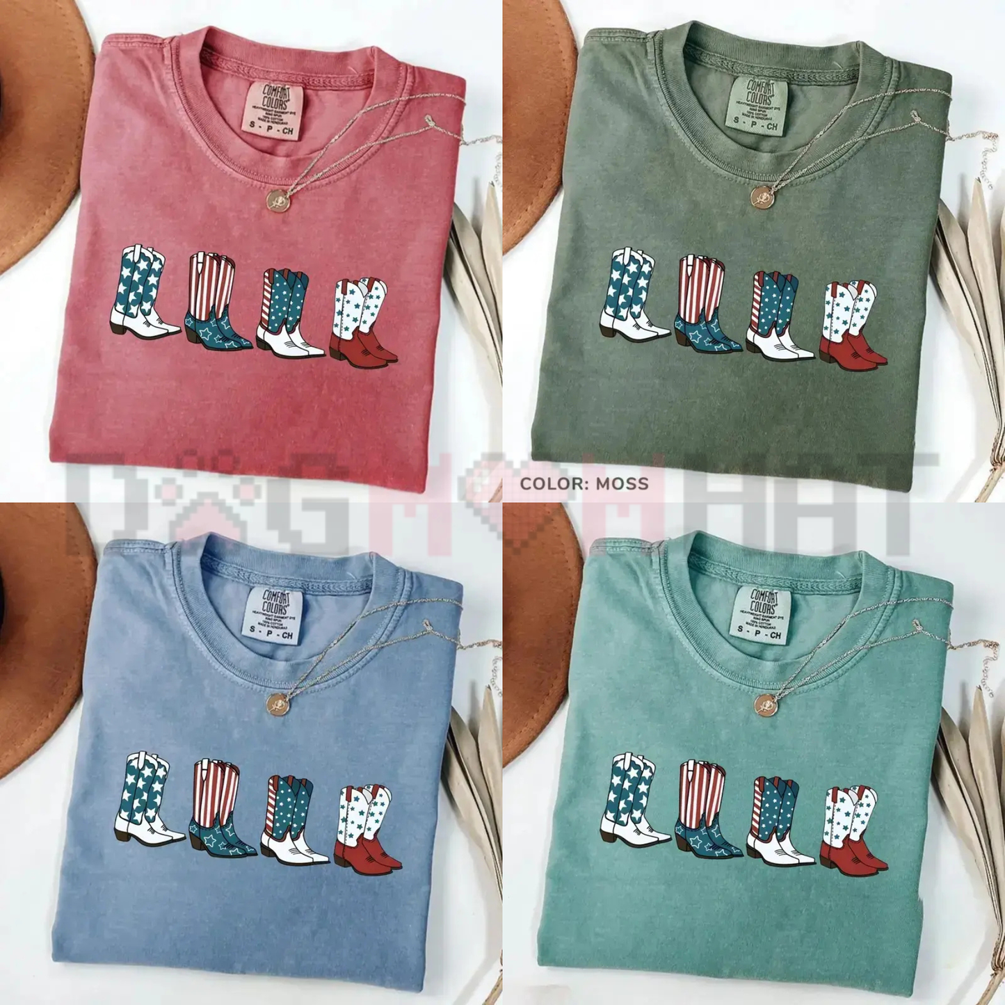Patriotic Cowboy Boots Comfort Colors Shirt – Fourth of July Western Graphic Tee - dogmomhat