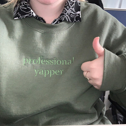 Professional Yapper Embroidered Sweatshirt & Hoodie - Funny Meme Trend, Gift for Her
