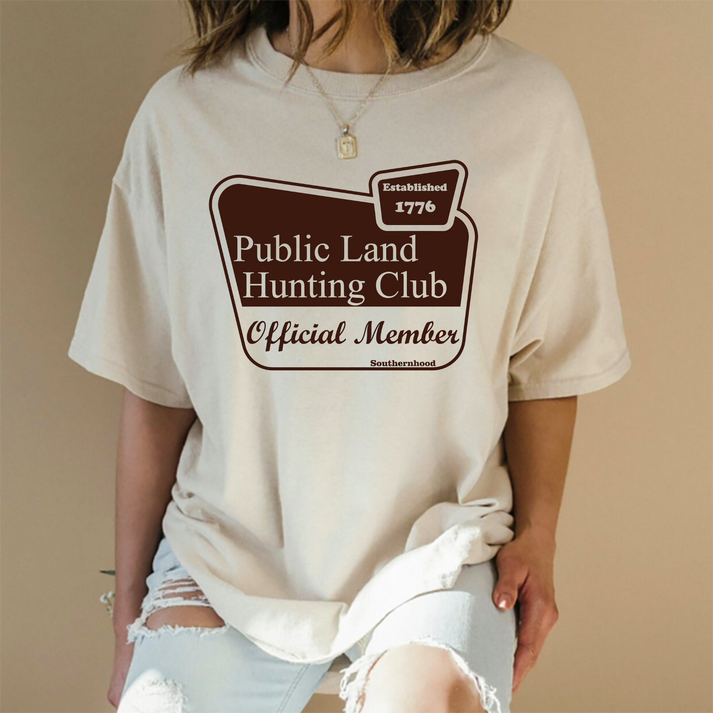 Public Land Hunting Club T-Shirt – Sage Green, Vintage Hunting Apparel, Unisex Outdoor Outfit, Gift for Hunter - Dogmomhat