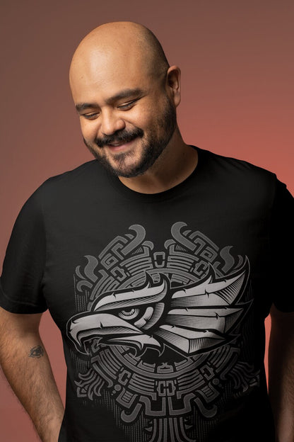 Quick-Dry 3D Eagle & Tribal Print T-Shirt - Men's Regular Fit Crew Neck Tee - Dogmomhat